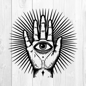Mystic Eye SVG, Palmistry SVG, All Seeing Eye SVG, Occult Svg, Witchy Svg, eye tattoo style witchy aesthetic print on demand