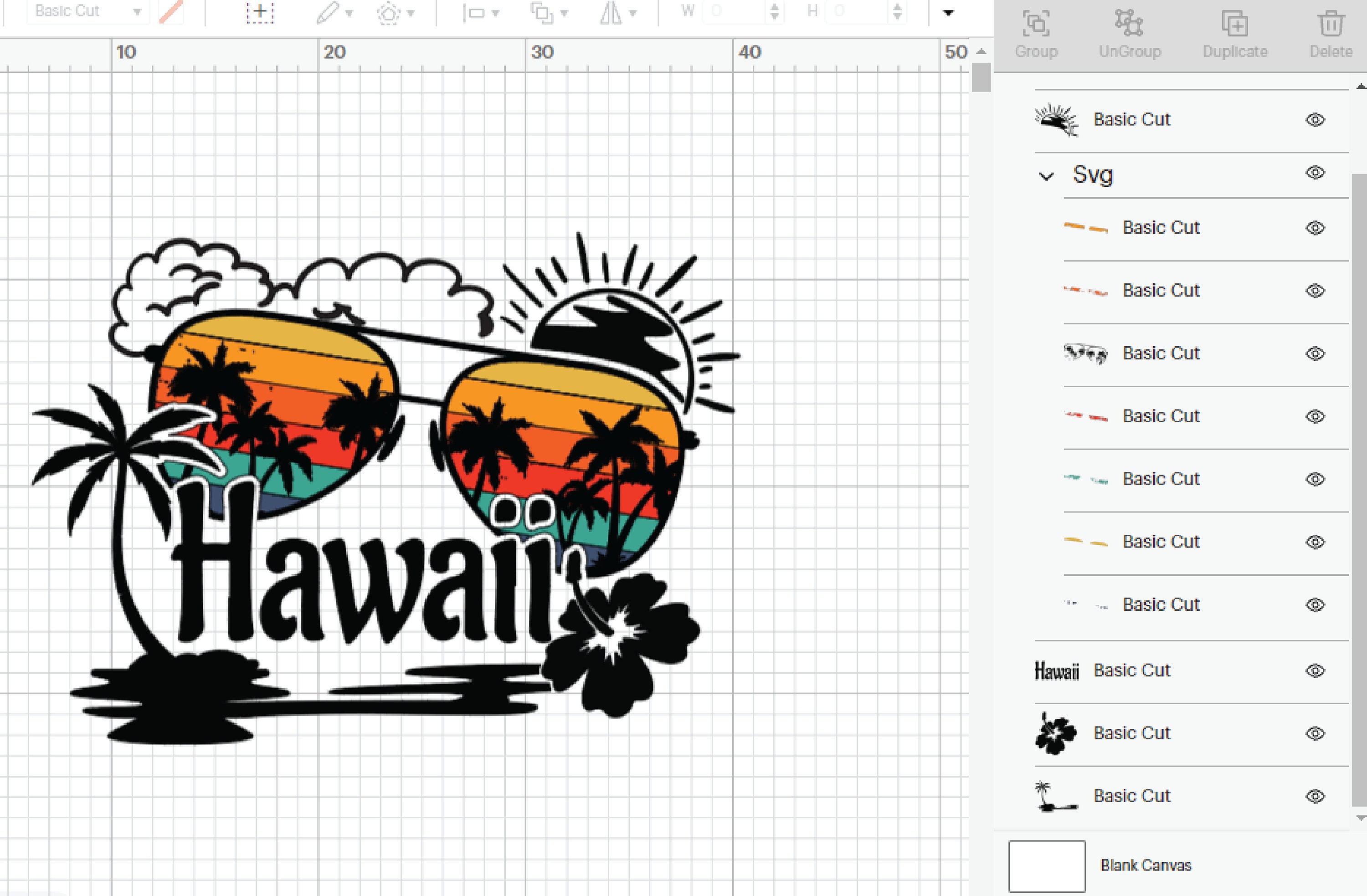 ハワイ ビーチ svg、サマー ビーチ、エンブレム svg、手描き svg