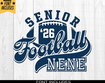 Fußball Senior Nene 2026 SVG, Fußball Papa, Varsity Graduation Cut File, Klasse von 2026 SVG, Senior Football Mom 2025 Sublimation Png, Dxf