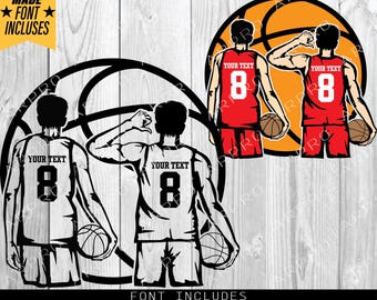 Basketball two Boys SVG, Basketball Player svg, Basketball dad, Basketball mom, Name Basketball Svg, Digital Download