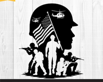 US Soldier SVG File, Veteran Soldier svg, Army Svg, Military svg, US flag svg, Soldier Cut File, Military png, Military Patriotic Png Dxf