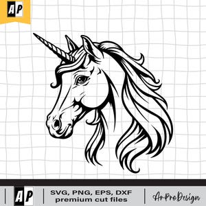 Unicorn SVG, Unicorn Flowers Svg, Unicorn CutFile,  Unicorn Clipart, Unicorn Clip Art Digital Download Files