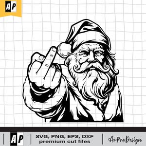 Santa Middle Finger svg, Santa Claus svg, Santa svg, Santa Clipart, Santa Cutfile, Santa Claus png, Digital download