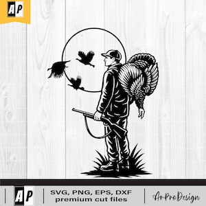 Truthahn Jagd SVG, wilde Truthahn SVG, Truthahn Jäger SVG, Gobbler Truthahn SVG, Truthahn Jagd Clipart, Vintage Jäger Sonnenuntergang Szene