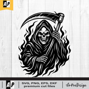 Grim Reaper Svg, Skeleton Svg, Death Svg, Horror T-Shirt, Halloween Svg, Grim Reaper Decal, Dark Art PNG DXF EPS Cut File for Cricut Shirts