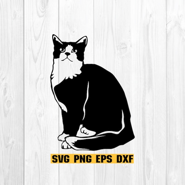 Tuxedo Cat SVG , Peeking Animal Clipart Download, Printable Art, EPS Dxf Plasma Cnc Laser Cut Vector