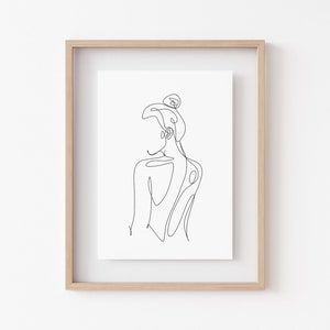 Female Back Line Art, Female Line Art Print, Femme Figure, One Line Wall Art, Digital Art