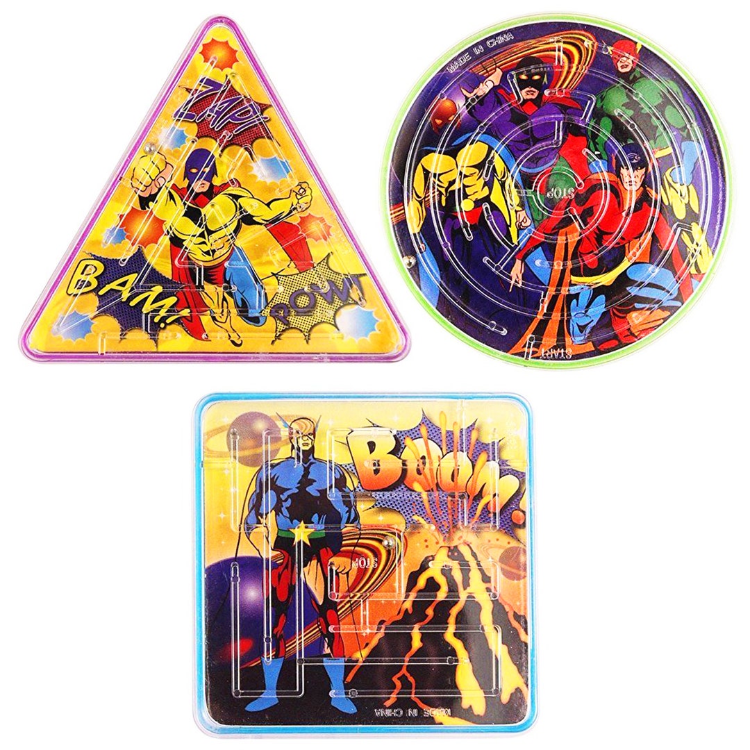 24 Kids Party Gift Bag Filler Favour Toys Metal Ball Maze Puzzles