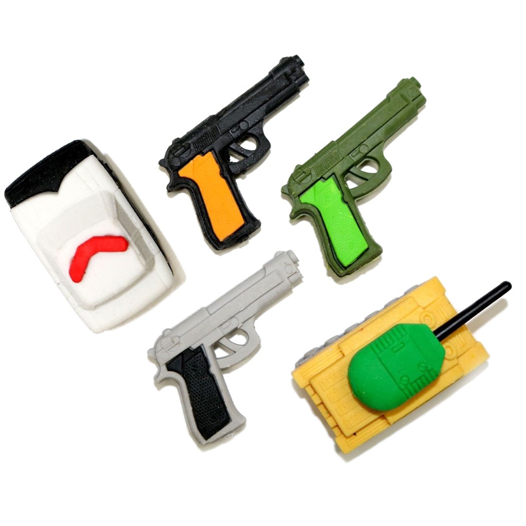 5 Kids Rubbers Erasers Military Tank Handgun Guns Army Pistols Etsy UK