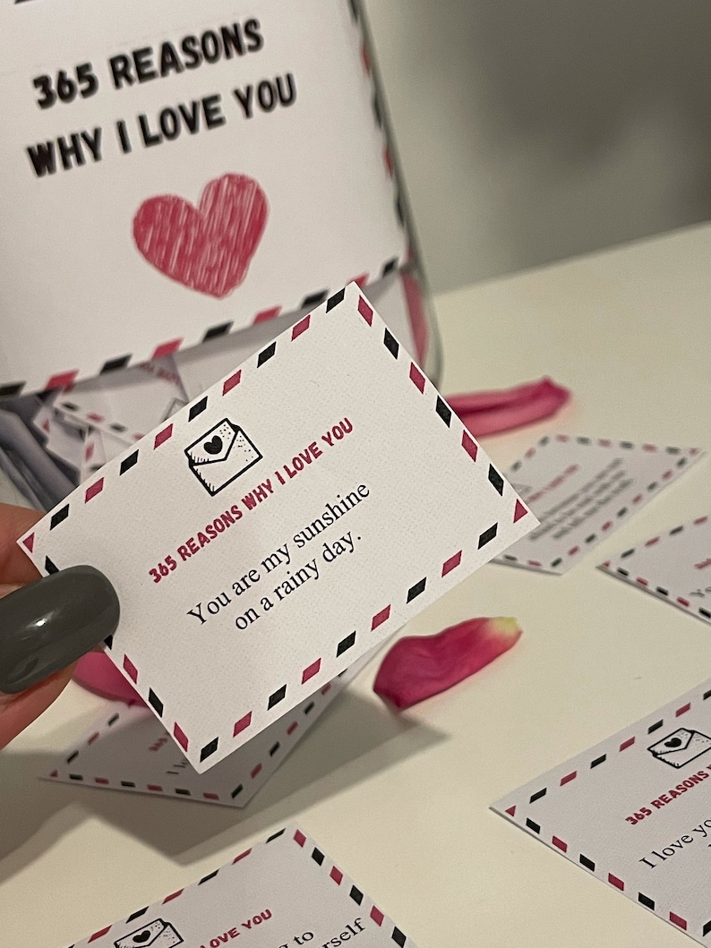 For him Valentine/'s Day Anniversary Gift editable 365 reasons why I love you love notes digital Birthday For Her printable