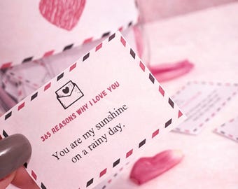 365 Reasons I Love You Printable Jar Notes – Editable Love Notes Template – Anniversary Gift for Him Her – Valentine’s Day Gift – DIY