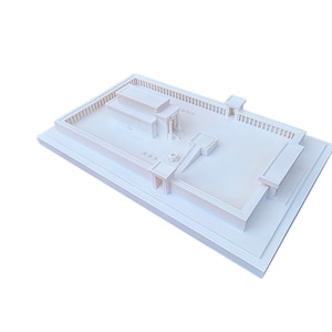 Nachbildung des Tempels Salomos, 3D-Modell mit Innenhof und Fontäne aus geschmolzenem Meer.