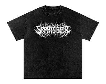 T-shirt grafica unisex pesante, moda alternativa, maglietta stile band metal, abbigliamento estetica grunge, maglietta goth y2k, t-shirt streetwear