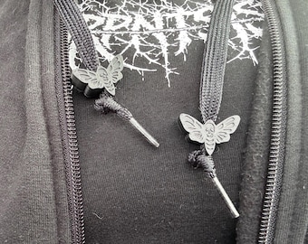 Death Moth Drawstring Charm | Hoodie & Sweatpants Charm | Alternative Clothing Accessory | Spooky Moth Cord Lock