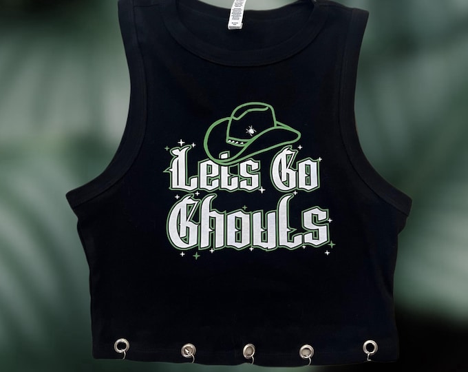 Featured listing image: LET'S GO GHOULS | Spooky Cowboy Hat | Srpnt Unisex Tank | Alternative Emo | Logo Tank | Elder Emo Apparel | Yallternative Crop Tank