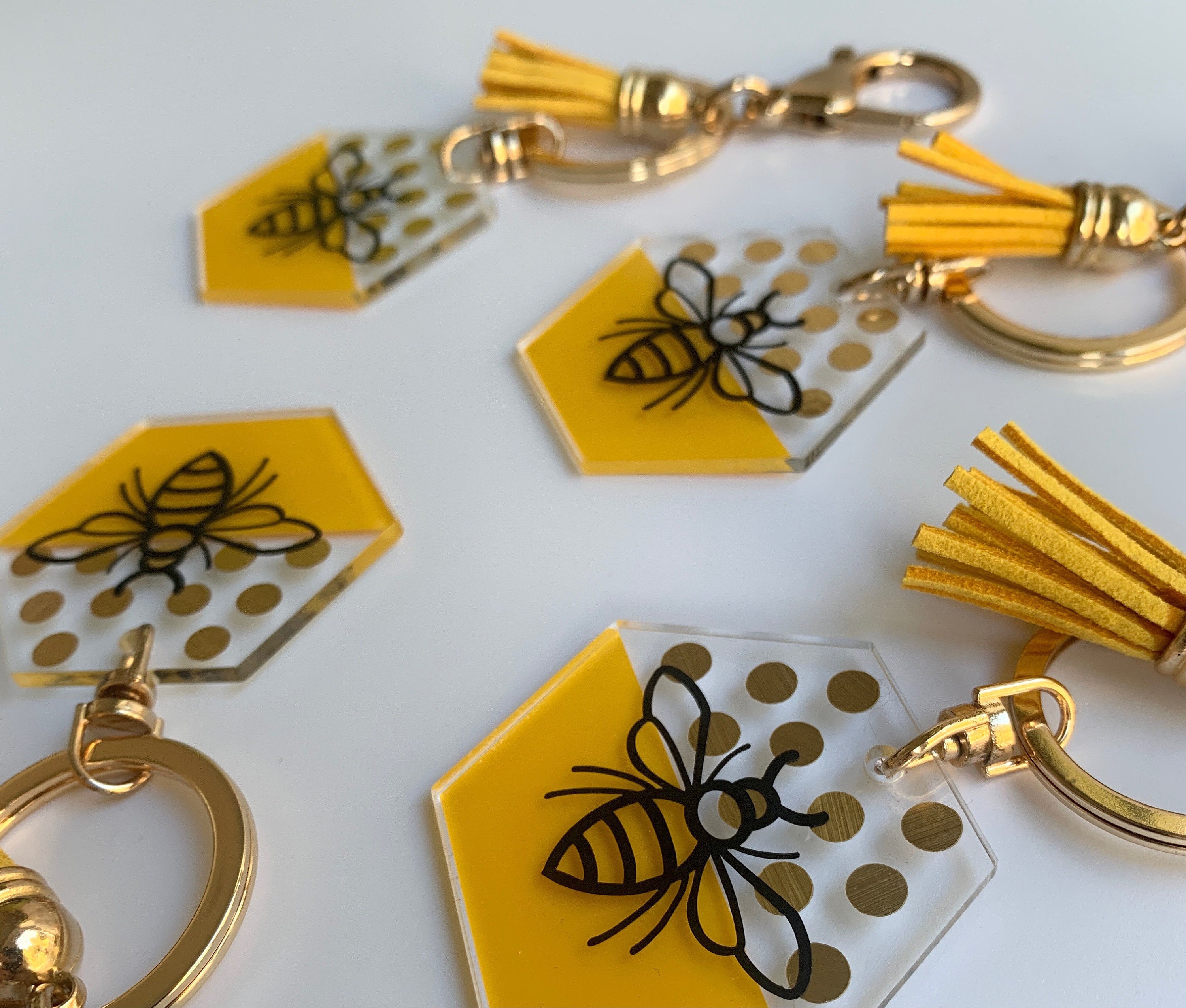 Acrylic Bee Keyring/Keychain Bee Keyring Gift Etsy
