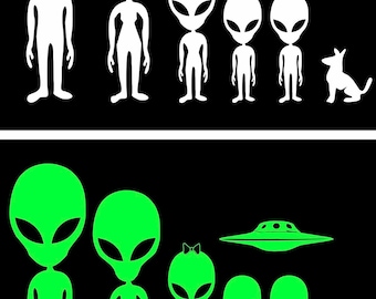 Alien Family Sticker Cat UFO Sticker