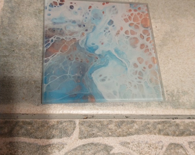 Set of 4 glass coasters beach themed beach decor nautical