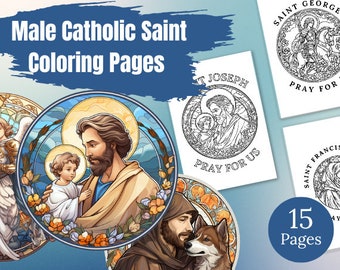 Catholic Coloring Pages for Kids, Catholic Coloring Pages for Homeschool, Catholic Coloring Page, Male Catholic Saint Coloring Pages