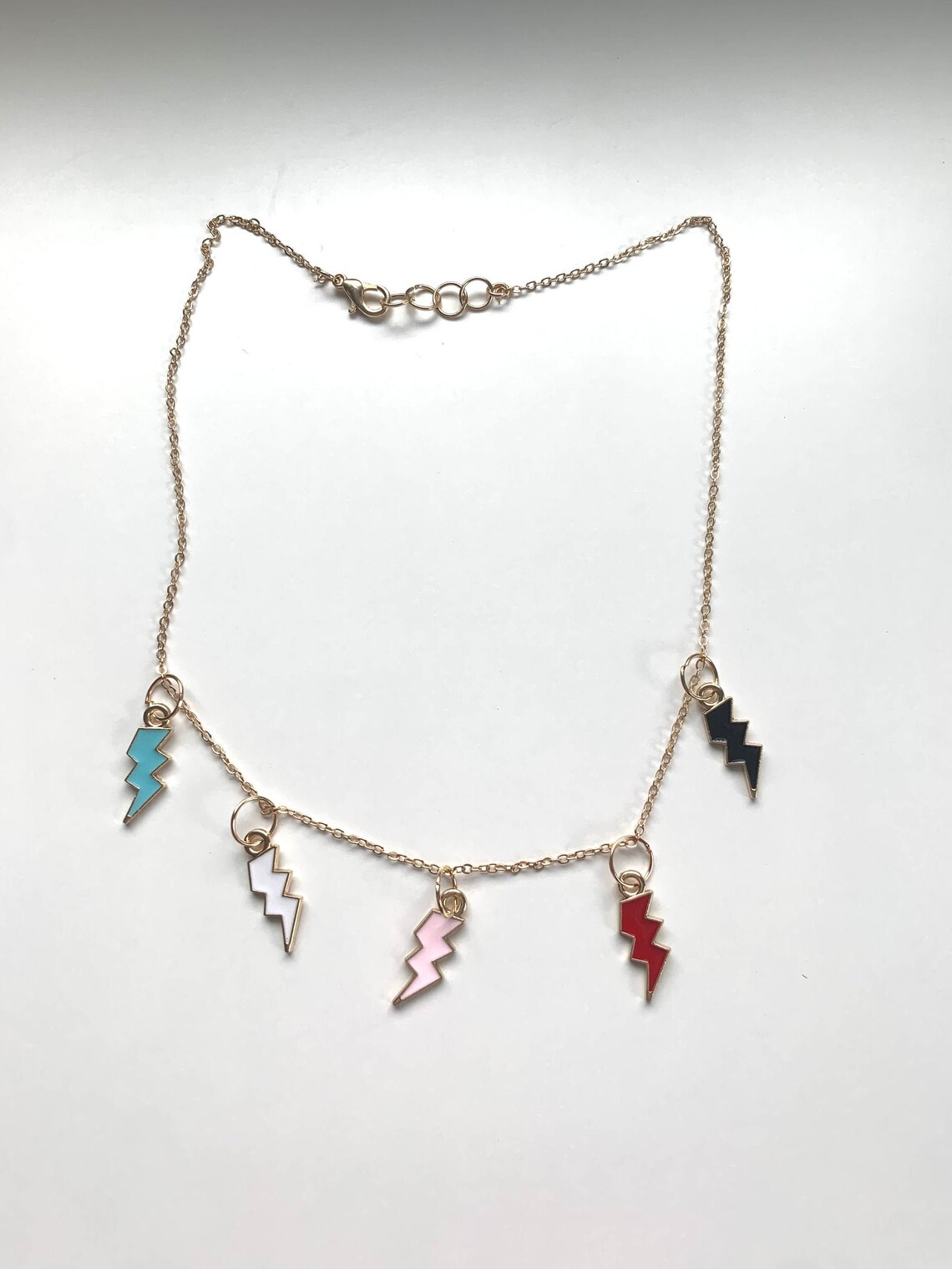 Multicolored Lightning Bolt Necklace Etsy UK