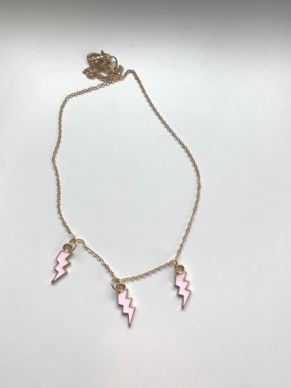 Light Pink Lightning Bolt Necklace
