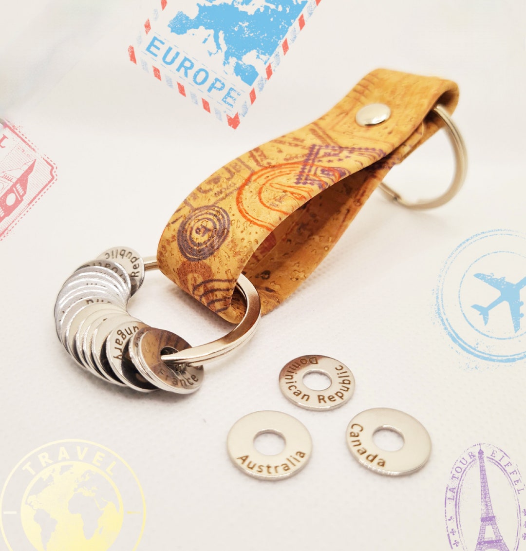 Travel Keychain the Best Gift for Travelers Country Rings passport