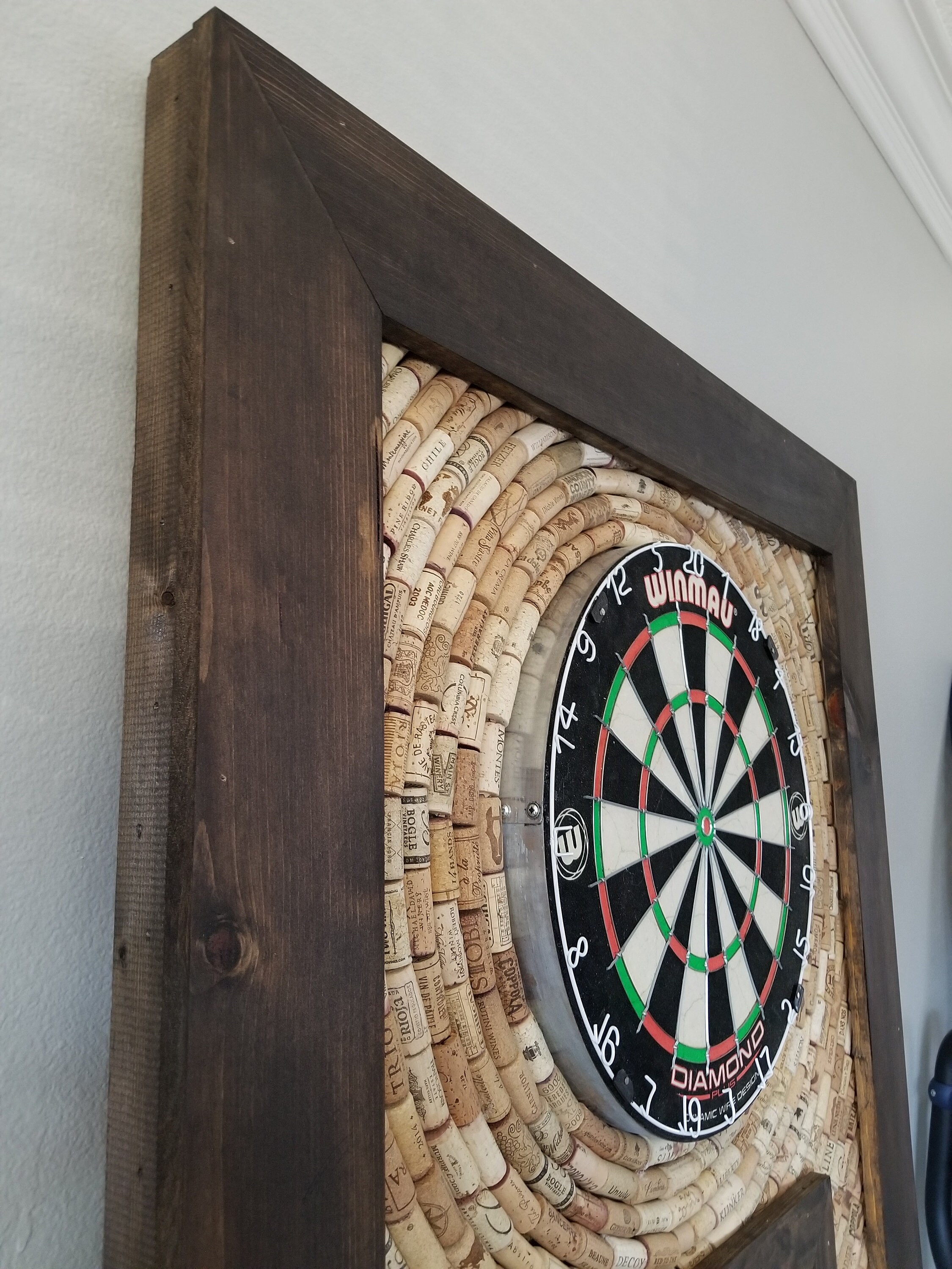 Dartboard With Reclaimed Wine Cork Backing And Scoreboard Etsy