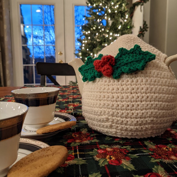 Holly Jolly Tea Cozy **CROCHET PATTERN**