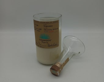 Casamigos Tequila Candle, Scented Soy Wax, Choose the Fragrance, Cut Liquor Bottle, Many Scents, Gift, Vase With Lid, Upcycled, Recycled