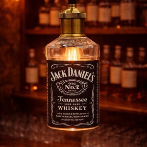 Jack Daniel's Whiskey Bottle Pendant Light | Upcycled Bar Lighting, Industrial Rustic Home Piece