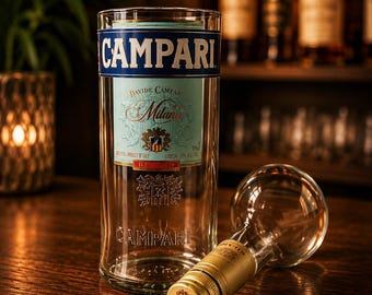 Upcycled Campari Bottle Candy Dish, Italian Liqueur Vase With Lid