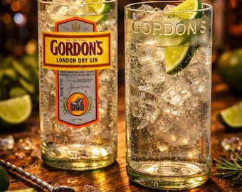 Upcycled Gordon's Gin Bottle Glass, Liquor Drinking Glass