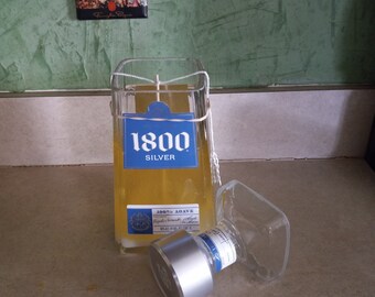 1800 Blanco Tequila Candle, Scented Soy Wax, Choose the Fragrance, Cut Liquor Bottle, Many Scents, Gift, Vase, Upcycled, Recycled