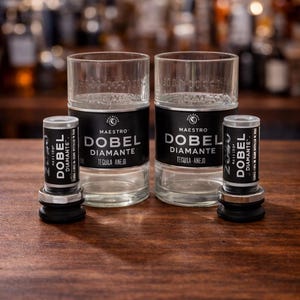 Maestro Dobel Tequila Shot Glass, Upcycled Liquor Bottle