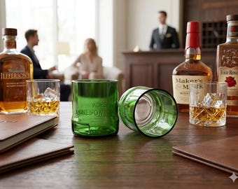 Jameson Irish Whisky Glass, Upcycled Liquor Bottle Rocks Glass