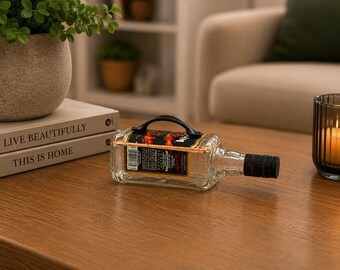 Jim Beam Fire Box, Kentucky Straight Bourbon Whiskey, Jewelry Box, Candy Caddy, Cut Bottle, Catch it all