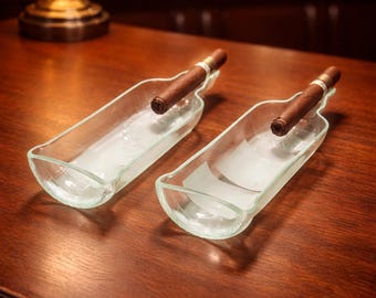 Upcycled Dewars Scotch Whiskey Bottle Ashtray, Gifts Under 50