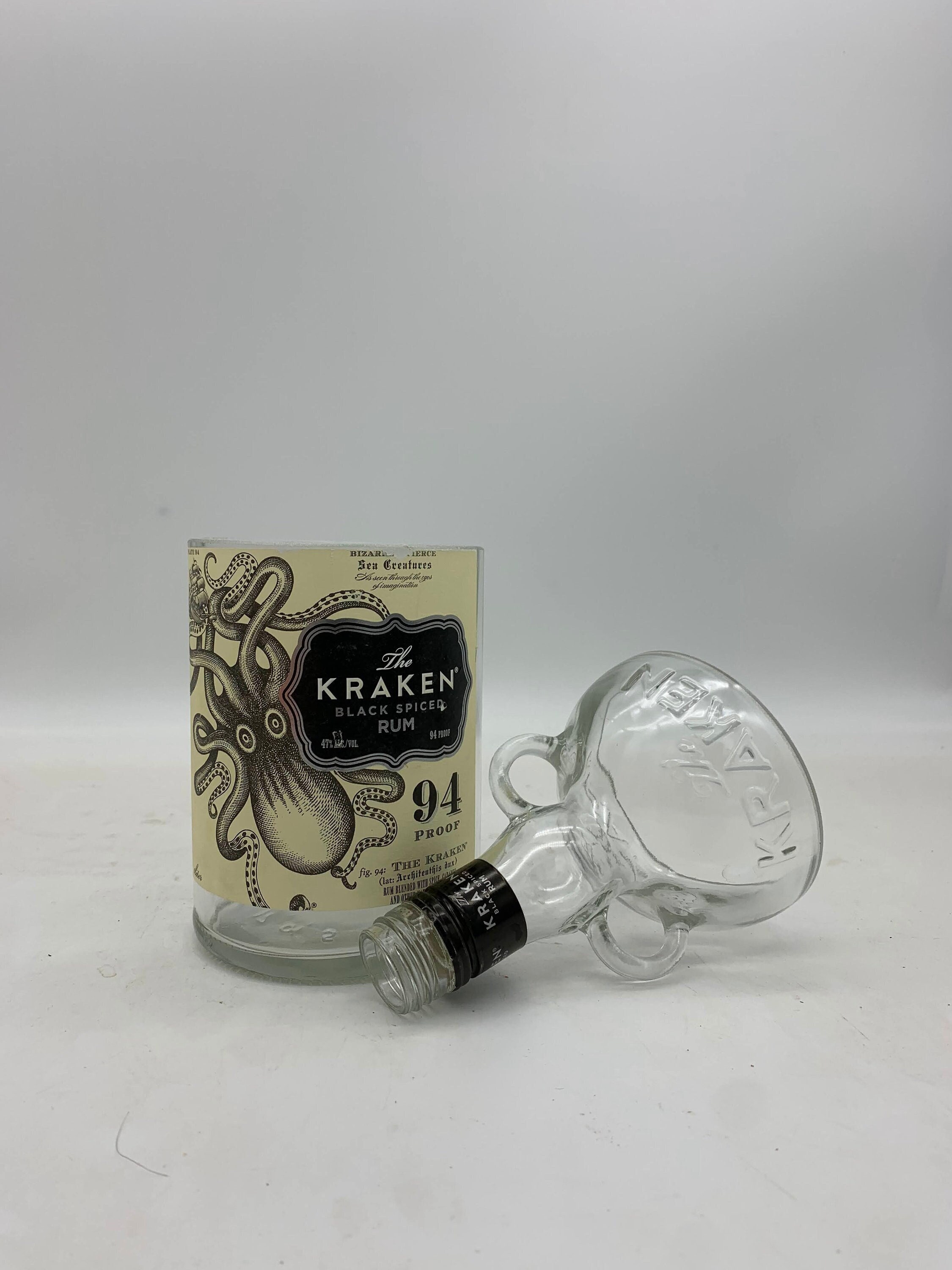 The Kraken Black Spiced Rum Candle, Scented Soy Wax, Choose the Fragrance,  Cut Liquor Bottle, Many Scents, Gift, Vase, Upcycled, Recycled 