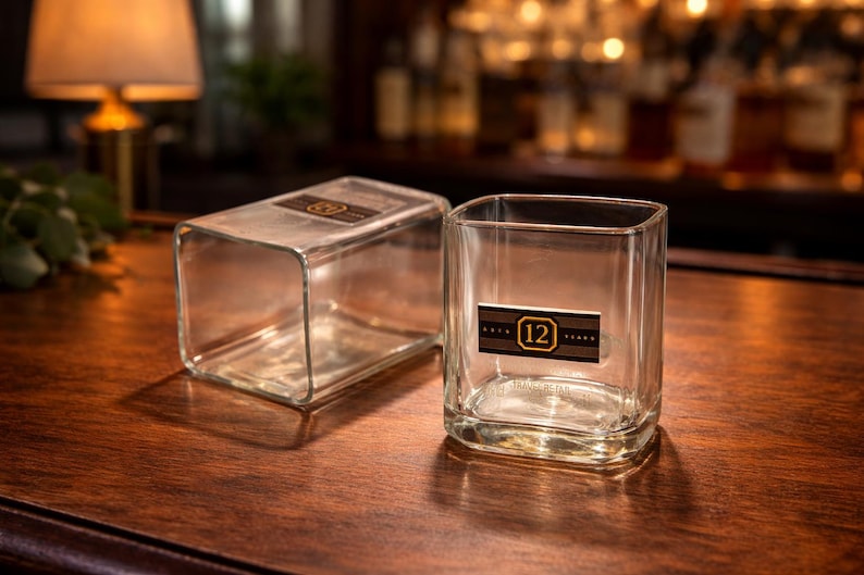 Upcycled Johnnie Walker Black Label Whiskey Glass, Scotch Whisky Gift image 1