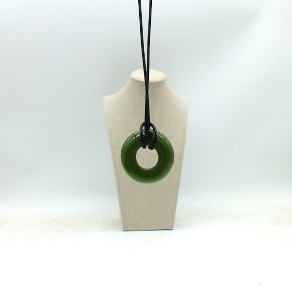 Jameson Irish Whiskey Pendant Necklace - Recycled Bottle - Emerald Green Sea Glass - Leather Cord - Upcycled Repurposed