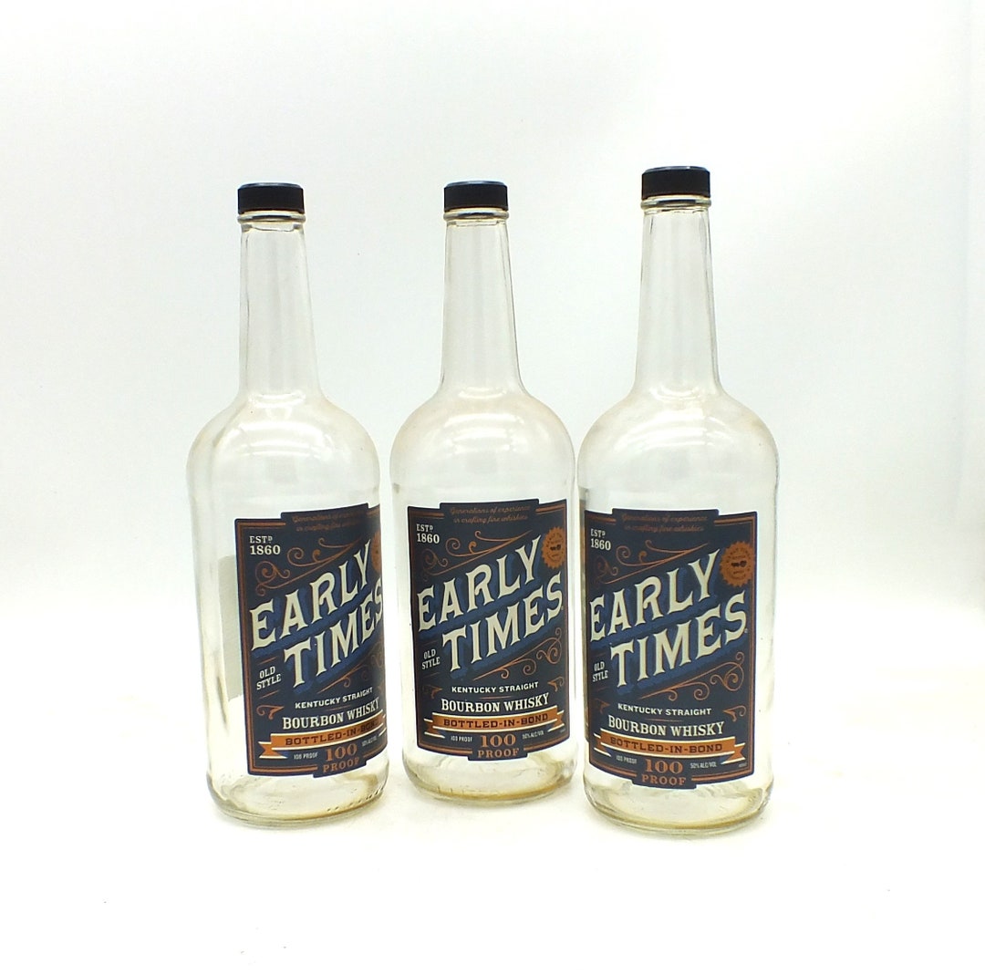Empty Early Times Bottled in Bond Bourbon Bottle, Upcycled, Recycled, 1