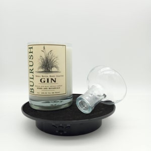 Bulrush Gin Candle, Scented Soy Wax, Choose Fragrance, Cut Liquor Bottle, Many Scents, Gift, Vase & lid, Upcycled, Recycled, South Carolina