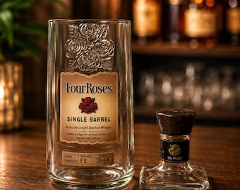 Four Roses Single Barrel Bourbon Candy Dish, Cut Liquor Bottle