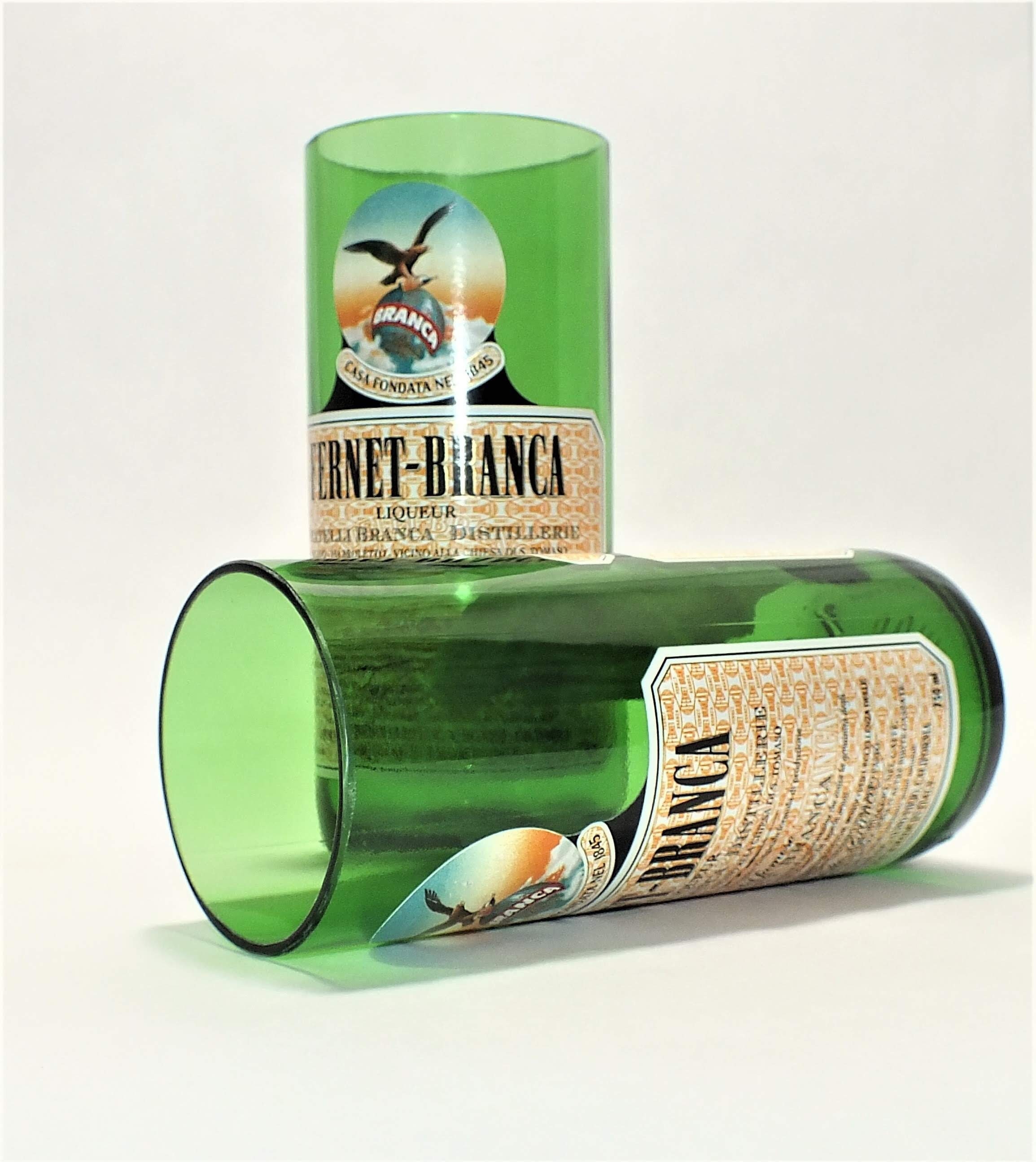 Fernet Branca Glass, Liqueur, Cut bottle, Drinking glasses, Father's day gift, Artisanal, Handmade, Made in Italy licor