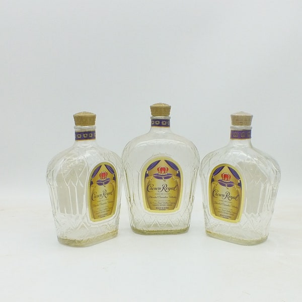 Empty Crown Royal Bottle, Upcycled, Recycled, 1, 2 or 3 bottles