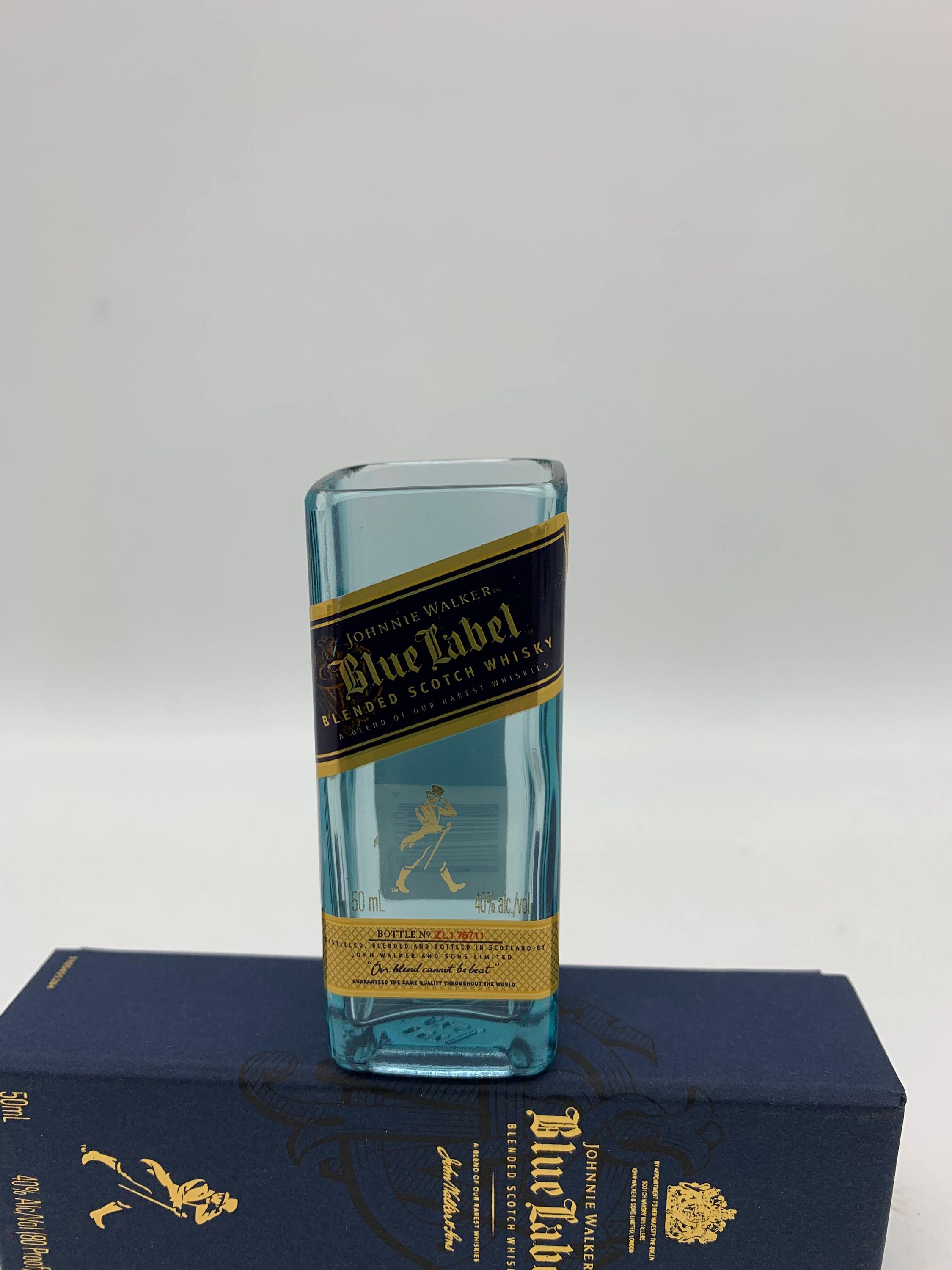 Johnnie Walker Blue Shot Glass, Cut Whisky Liquor Bottle, Blue 