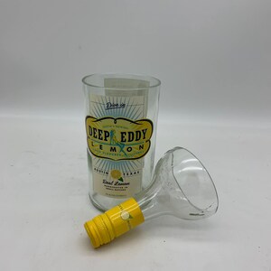 Deep Eddy Lemon Vodka Candy Dish, Cut Liquor Bottle, Gift, Vase With Lid, Upcycled, Recycled, Sweet Jar