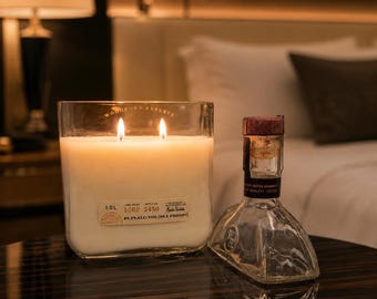 Woodford Reserve Bourbon Candle, Scented Soy Wax, Cut Liquor Bottle, Choose Fragrance