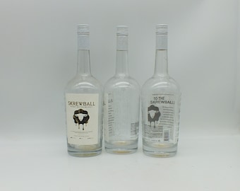 Screwball Peanut Butter Whisky Empty Bottle, Upcycled, Recycled, 1, 2 or 3 bottles - Screw Ball