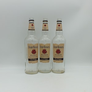 4 roses Straight Bourbon Bottle, Upcycled, Recycled, 1, 2 or 3 bottles  Whiskey, Whisky, four rose